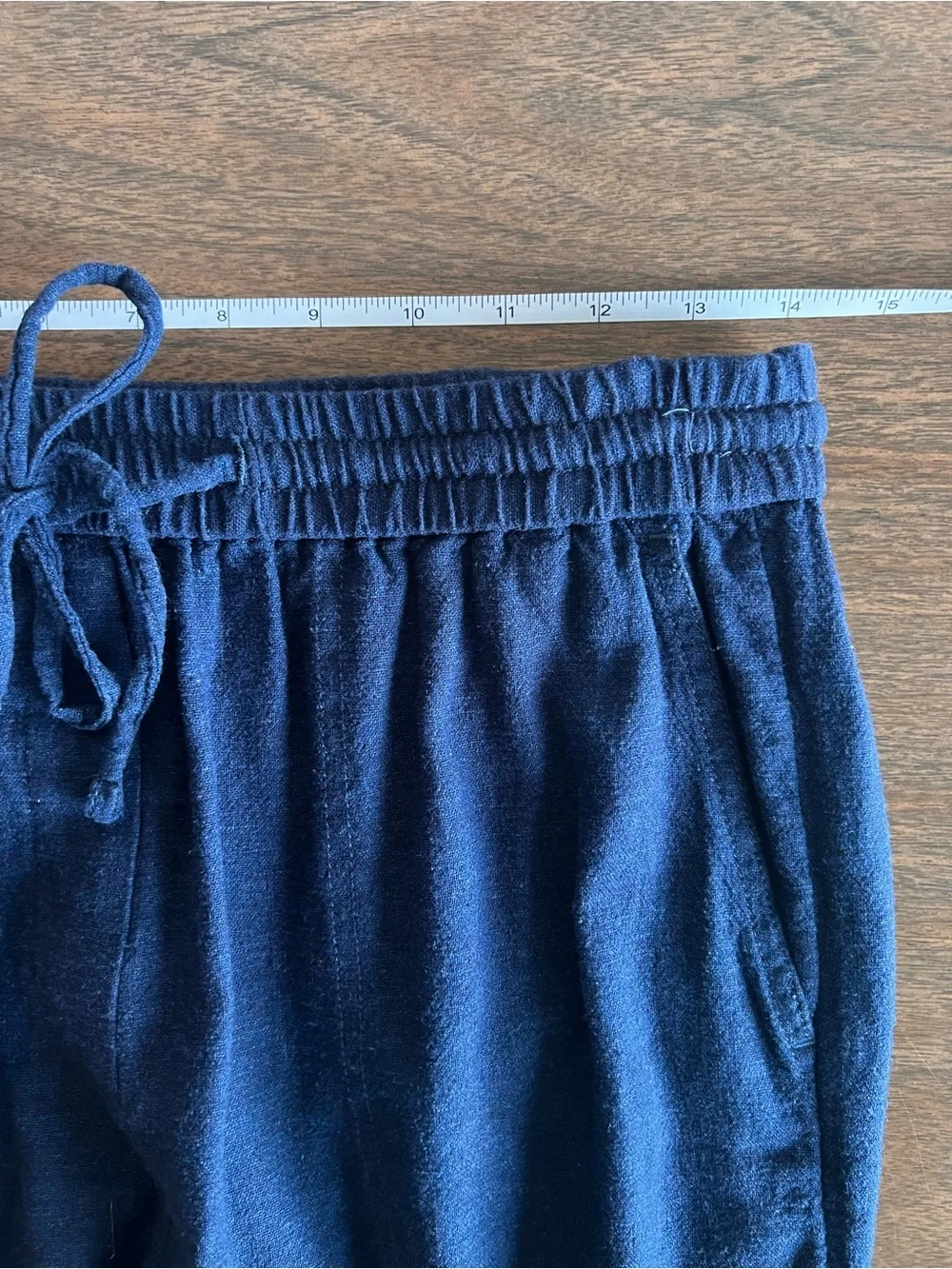 Banana Republic Straight High Rise Linen Blend Pants M Blue Beach Lagenlook Boho